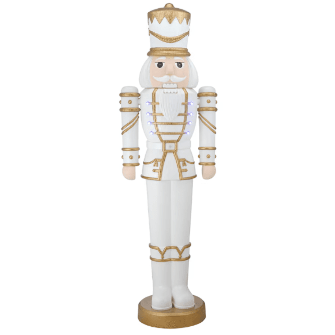 5.5 ft LED Nutcracker White Gold