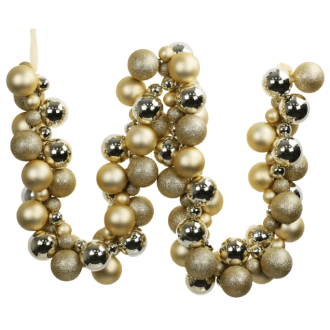 6 ft Gold Ball Ornament Garland